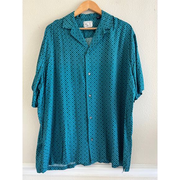 Reyn Spooner Japanese spun‎ rayon button up shirt geometric men’s size XL - Picture 1 of 7